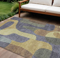 8 X 10 Purple And Gold Abstract Washable Indoor Outdoor Area Rug