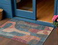3 X 5 Sage And Pale Aqua Abstract Washable Indoor Outdoor Area Rug