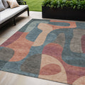 5 X 8 Sage And Pale Aqua Abstract Washable Indoor Outdoor Area Rug