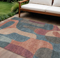 8 X 10 Sage And Pale Aqua Abstract Washable Indoor Outdoor Area Rug