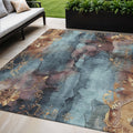 5 X 8 Blue And Gold Floral Washable Indoor Outdoor Area Rug