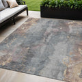 5 X 8 Gray And Beige Floral Washable Indoor Outdoor Area Rug