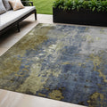 5 X 8 Khaki And Denim Blue Abstract Washable Indoor Outdoor Area Rug