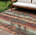8 X 10 Terra Cotta And Sage Floral Washable Indoor Outdoor Area Rug