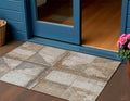 3 X 5 Copper And Gray Geometric Washable Indoor Outdoor Area Rug
