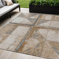 5 X 8 Copper And Gray Geometric Washable Indoor Outdoor Area Rug