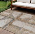 10 X 14 Copper And Gray Geometric Washable Indoor Outdoor Area Rug