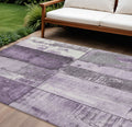 9 X 12 Purple And Gray Geometric Washable Indoor Outdoor Area Rug
