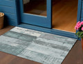 3 X 5 Pale Aqua And Gray Geometric Washable Indoor Outdoor Area Rug