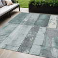 5 X 8 Pale Aqua And Gray Geometric Washable Indoor Outdoor Area Rug
