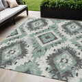 5 X 8 Pale Aqua And Gray Aztec Washable Indoor Outdoor Area Rug