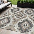 5 X 8 Taupe And Gray Aztec Washable Indoor Outdoor Area Rug