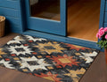 3 X 5 Black Gold And Rust Aztec Washable Indoor Outdoor Area Rug