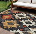 8 X 10 Black Gold And Rust Aztec Washable Indoor Outdoor Area Rug