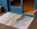 3 X 5 Blush And Gold Abstract Washable Indoor Outdoor Area Rug