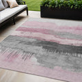 5 X 8 Pink And Charcoal Abstract Washable Indoor Outdoor Area Rug