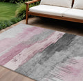 9 X 12 Pink And Charcoal Abstract Washable Indoor Outdoor Area Rug