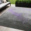 5 X 8 Lavender And Charcoal Abstract Washable Indoor Outdoor Area Rug