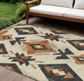 10 X 14 Ivory Orange And Charcoal Aztec Washable Indoor Outdoor Area Rug