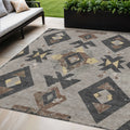 5 X 8 Taupe Charcoal And Wheat Aztec Washable Indoor Outdoor Area Rug
