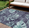 9 X 12 Blue And Mint Green Floral Washable Indoor Outdoor Area Rug