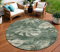 8 Fern Green And Sage Round Floral Washable Indoor Outdoor Area Rug