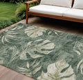8 X 10 Fern Green And Sage Floral Washable Indoor Outdoor Area Rug