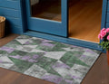3 X 5 Emerald And Purple Geometric Washable Indoor Outdoor Area Rug