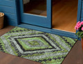 3 X 5 Artichoke Green And Gray Aztec Washable Indoor Outdoor Area Rug