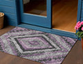 3 X 5 Lavender And Gray Aztec Washable Indoor Outdoor Area Rug