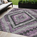 5 X 8 Lavender And Gray Aztec Washable Indoor Outdoor Area Rug
