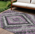 10 X 14 Lavender And Gray Aztec Washable Indoor Outdoor Area Rug