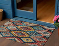 3 X 5 Rust And Blue Aztec Washable Indoor Outdoor Area Rug
