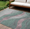8 X 10 Sage And Blush Abstract Washable Indoor Outdoor Area Rug