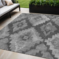 5 X 8 Gray And Charcoal Aztec Washable Indoor Outdoor Area Rug
