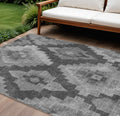 8 X 10 Gray And Charcoal Aztec Washable Indoor Outdoor Area Rug