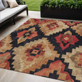 5 X 8 Rust And Charcoal Aztec Washable Indoor Outdoor Area Rug