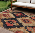 9 X 12 Rust And Charcoal Aztec Washable Indoor Outdoor Area Rug