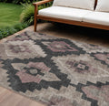 9 X 12 Taupe And Charcoal Aztec Washable Indoor Outdoor Area Rug