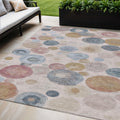 5 X 8 Blush Blue And Taupe Geometric Washable Indoor Outdoor Area Rug