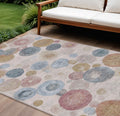 10 X 14 Blush Blue And Taupe Geometric Washable Indoor Outdoor Area Rug
