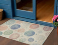 3 X 5 Ivory And Peach Geometric Washable Indoor Outdoor Area Rug