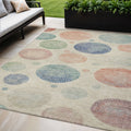 5 X 8 Ivory And Peach Geometric Washable Indoor Outdoor Area Rug