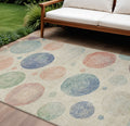 8 X 10 Ivory And Peach Geometric Washable Indoor Outdoor Area Rug