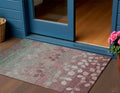 3 X 5 Blush And Emerald Floral Washable Indoor Outdoor Area Rug