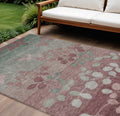 9 X 12 Blush And Emerald Floral Washable Indoor Outdoor Area Rug