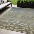 5 X 8 Khaki And Gray Floral Washable Indoor Outdoor Area Rug