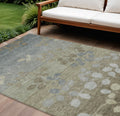 10 X 14 Khaki And Gray Floral Washable Indoor Outdoor Area Rug