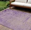 8 X 10 Purple And Beige Abstract Washable Indoor Outdoor Area Rug