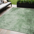 5 X 8 Green And Charcoal Abstract Washable Indoor Outdoor Area Rug